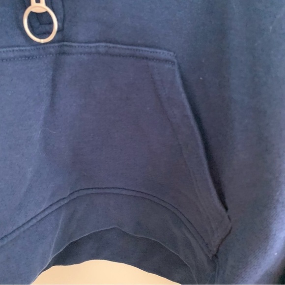 [WeWoreWhat] Navy Blue Long Sleeve Cropped Length Sweatshirt - Picture 3 of 7
